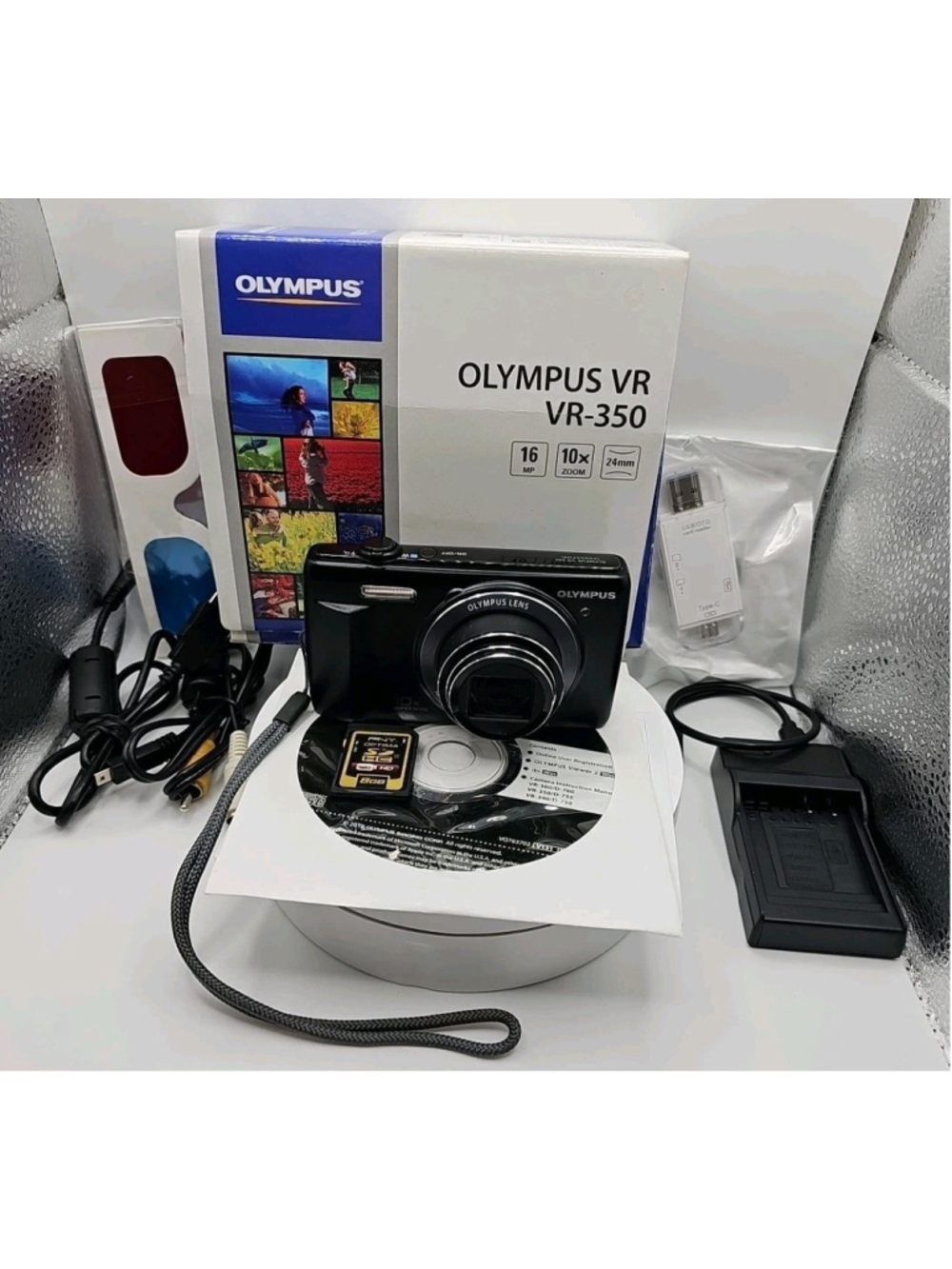 Olympus VR-350 Digital Camera 16MP 10X Zoom Black Box Charger Battery SDCard Etc